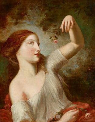 Charles-Joseph Natoire Eine junge Frau mit Rosen oil painting image